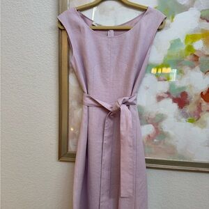 Lafayette 148 Elegant Lavender Sleeveless Dress with tie Sash- Like New!!!